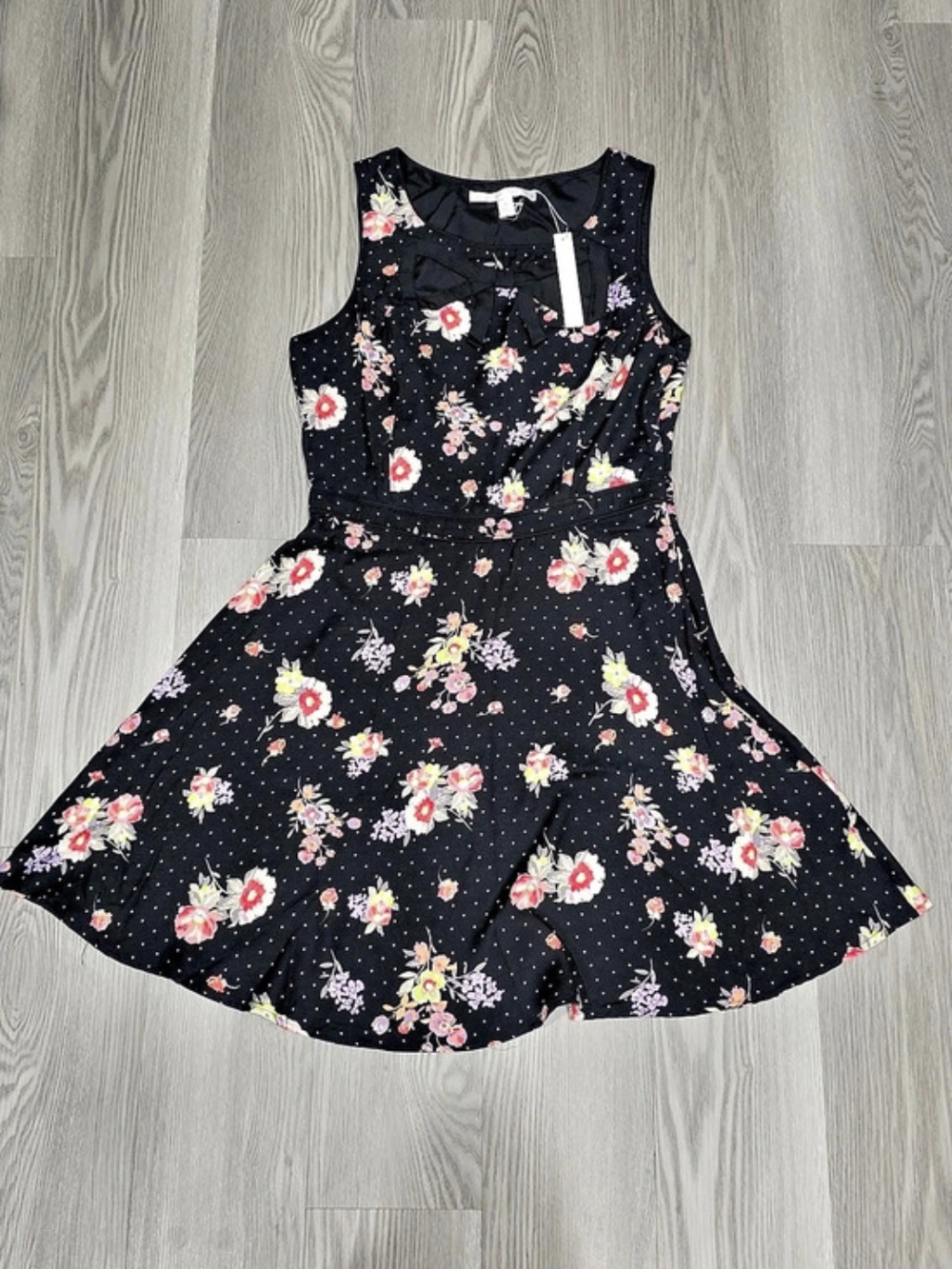Lauren Conrad Floral Mini Dress in Black Size 10 NWT